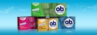 Bild på olika produkter från o.b. tamponger. O.b. Original, o.b. ProComfort och o.b. Procomfort night.